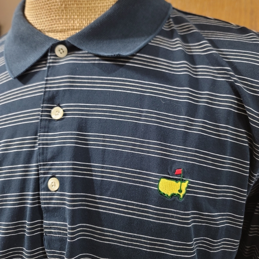 Augusta National Golf Shop Masters Navy and Gray Striped Polo Shirt - Picture 6 of 7